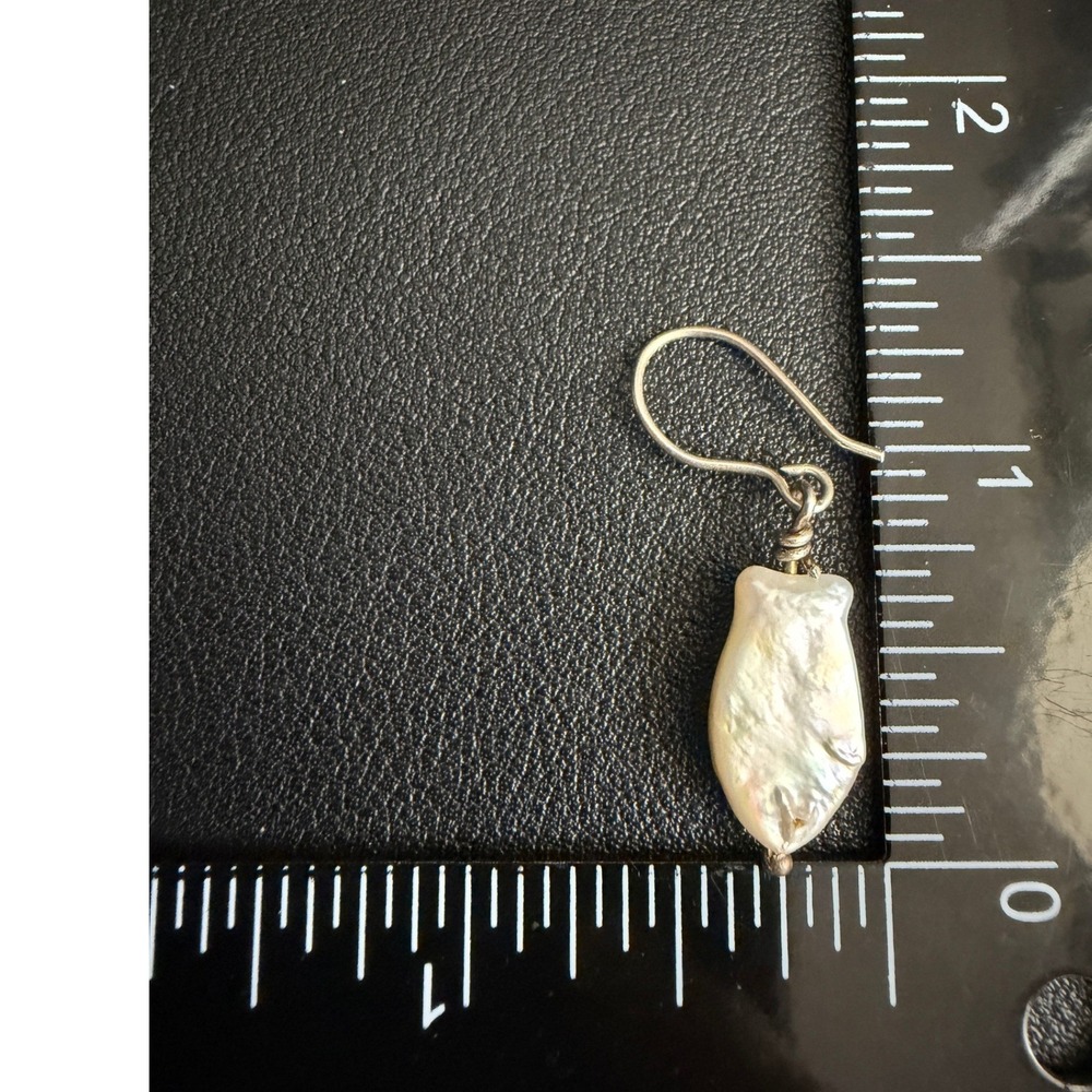 Sterling Silver Baroque Pearl Earrings Drop Dangle - Picture 4 of 7